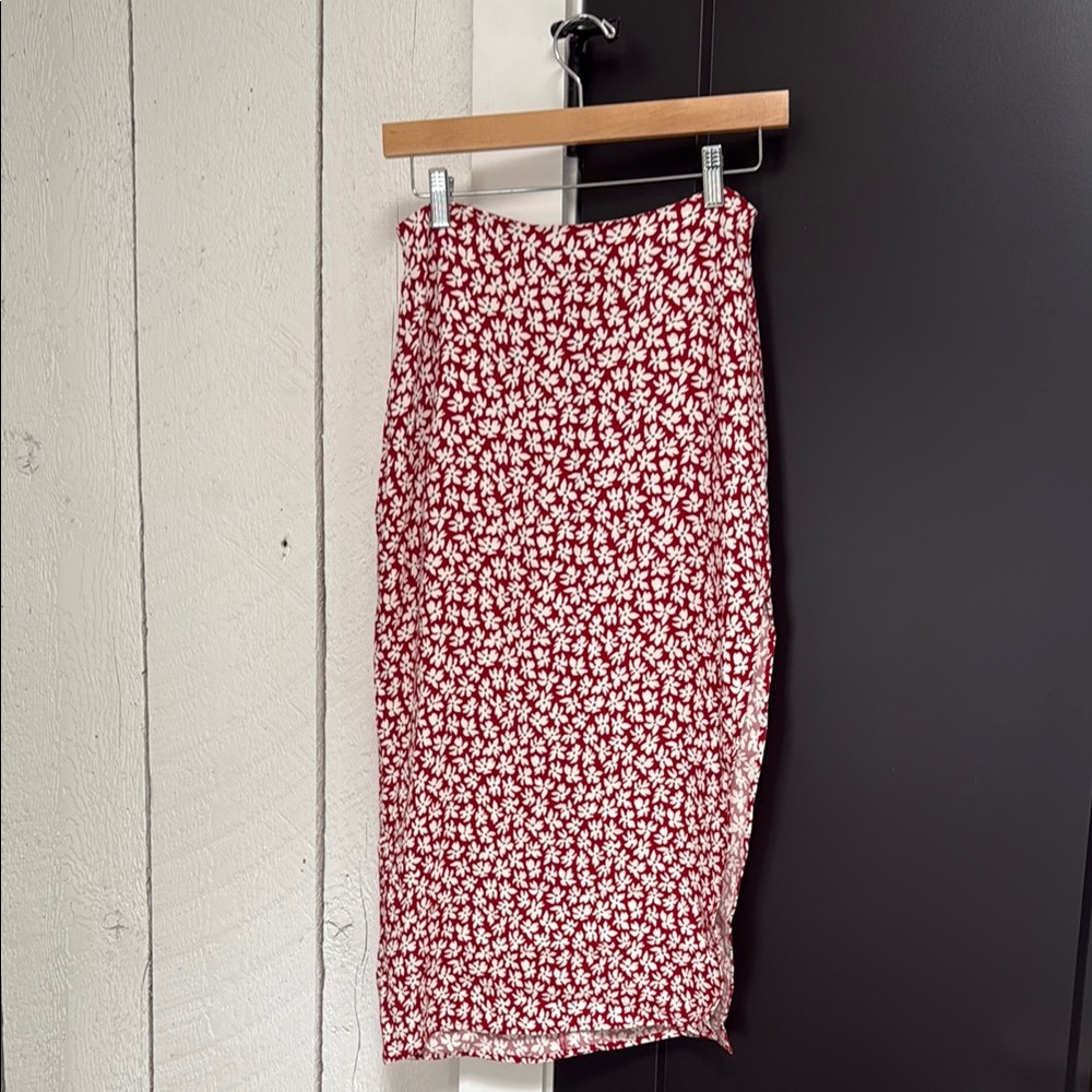 Reformation Cream Midi Slit Skirt for Work